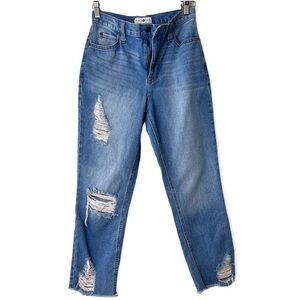 Black Daisy High Rise Distress Girls Jeans. Size 1/25